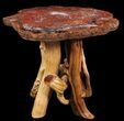 Arizona Rainbow Petrified Wood Table With Wood Base #94517-1